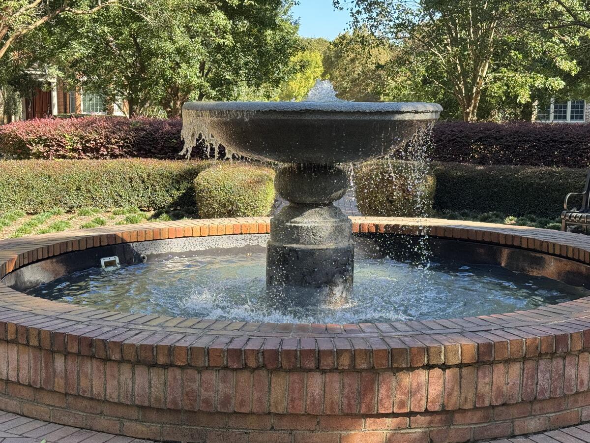 Brick basin tiered fountain